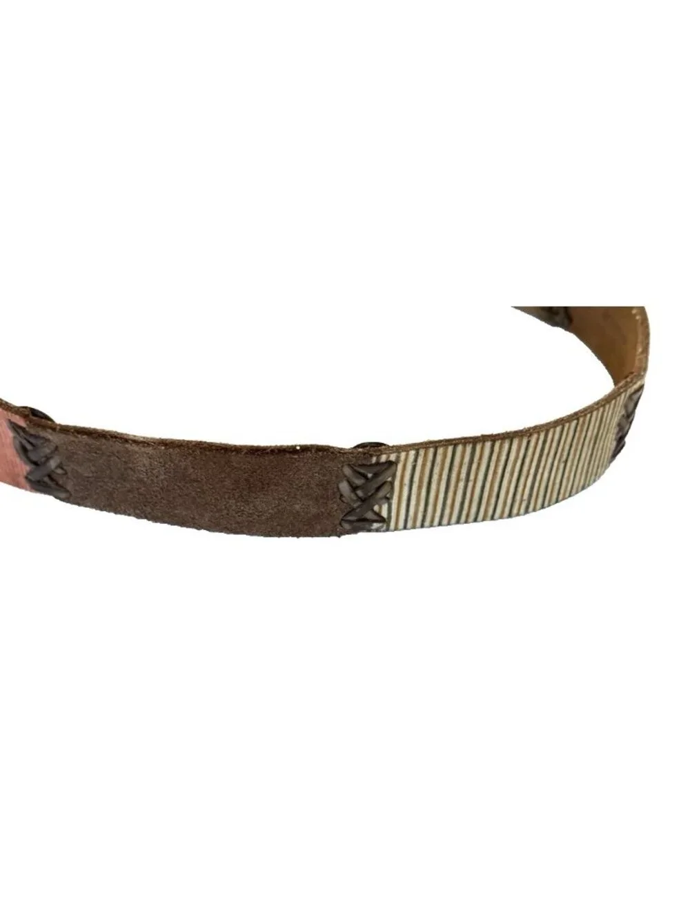 Lucky Brand Genuine Leather Suede Colorful Patchwork Belt Women's Size M 1.5